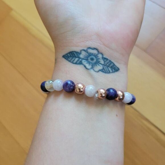 Multicolored copper white bracelet elastic boho bohemian hippie spiritual - Picture 2 of 4